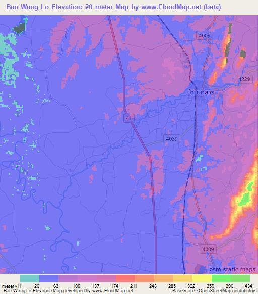 Ban Wang Lo,Thailand Elevation Map