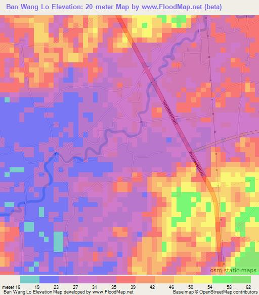 Ban Wang Lo,Thailand Elevation Map