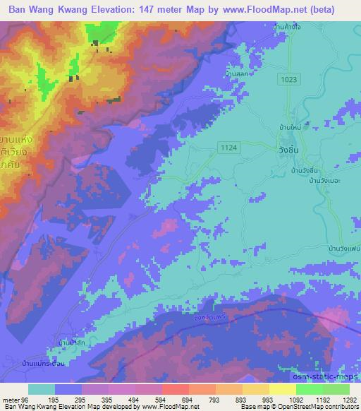 Ban Wang Kwang,Thailand Elevation Map