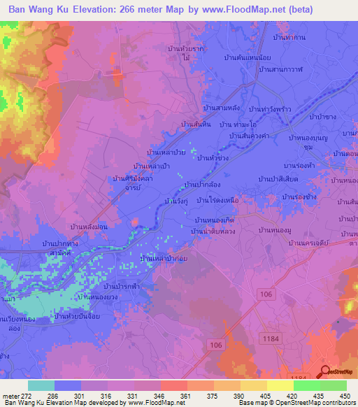 Ban Wang Ku,Thailand Elevation Map
