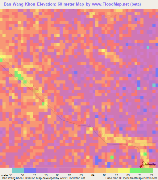 Ban Wang Khon,Thailand Elevation Map