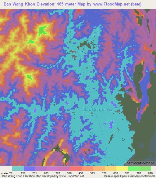 Ban Wang Khon,Thailand Elevation Map