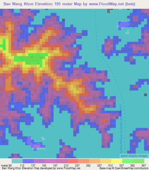 Ban Wang Khon,Thailand Elevation Map
