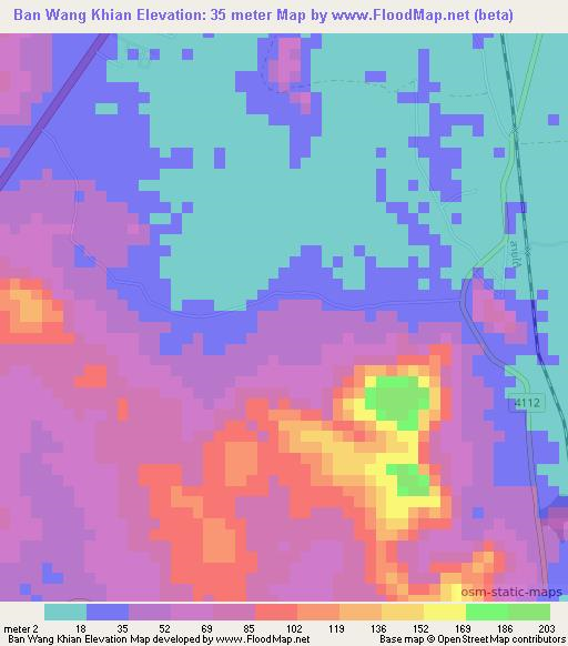 Ban Wang Khian,Thailand Elevation Map