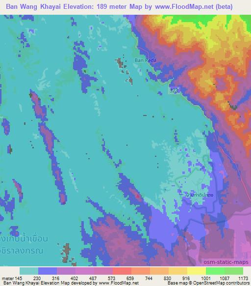 Ban Wang Khayai,Thailand Elevation Map