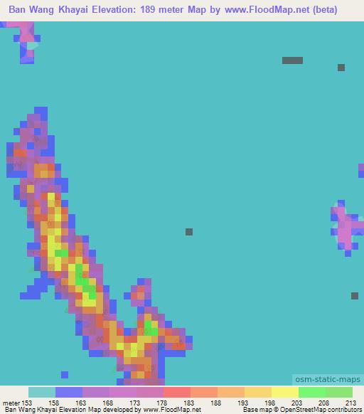 Ban Wang Khayai,Thailand Elevation Map