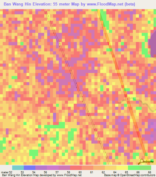 Ban Wang Hin,Thailand Elevation Map