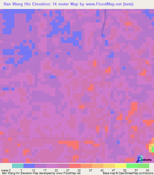 Ban Wang Hin,Thailand Elevation Map