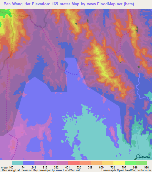 Ban Wang Hat,Thailand Elevation Map