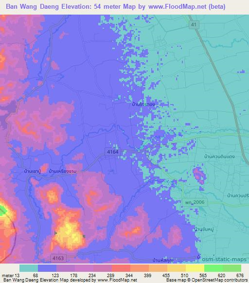 Ban Wang Daeng,Thailand Elevation Map