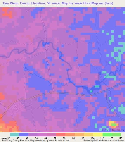 Ban Wang Daeng,Thailand Elevation Map
