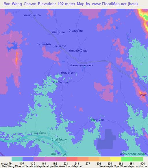 Ban Wang Cha-on,Thailand Elevation Map