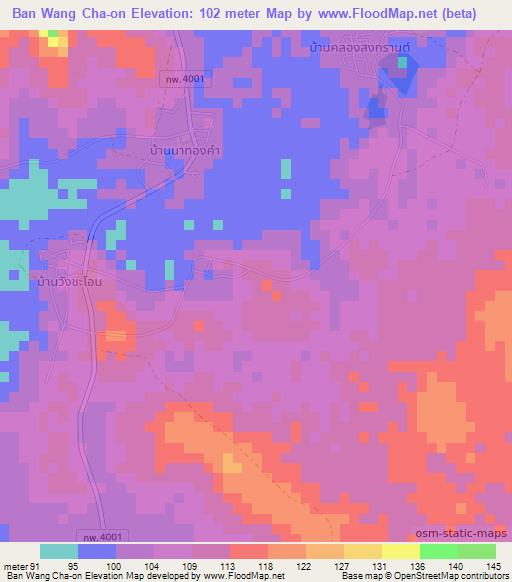 Ban Wang Cha-on,Thailand Elevation Map