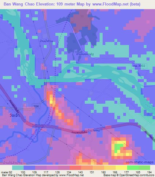 Ban Wang Chao,Thailand Elevation Map