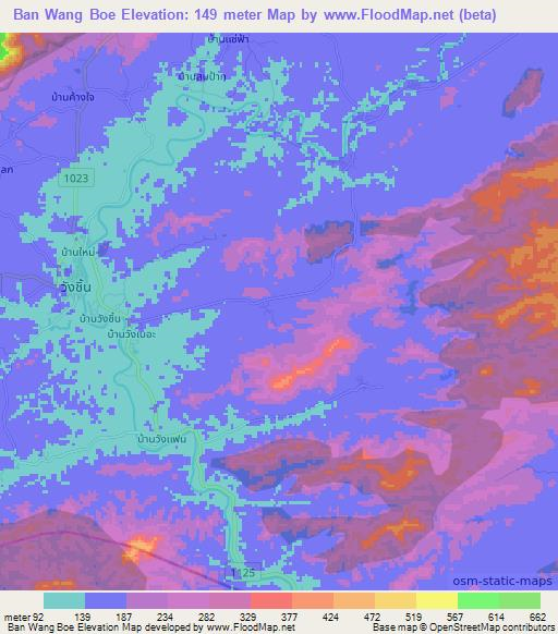 Ban Wang Boe,Thailand Elevation Map