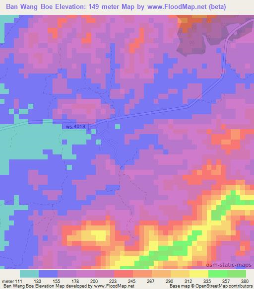 Ban Wang Boe,Thailand Elevation Map