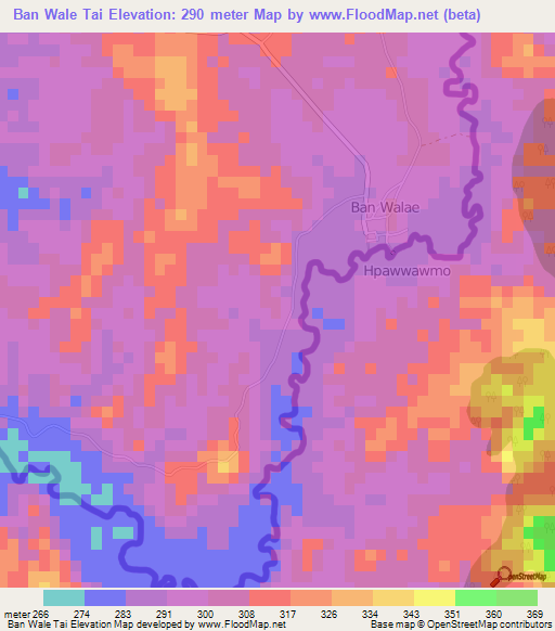 Ban Wale Tai,Thailand Elevation Map