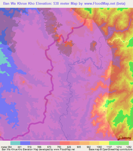 Ban Wa Khrue Kho,Thailand Elevation Map