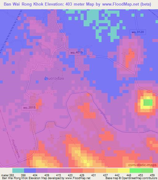 Ban Wai Rong Khok,Thailand Elevation Map