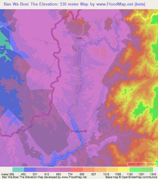 Ban Wa Boei Tha,Thailand Elevation Map
