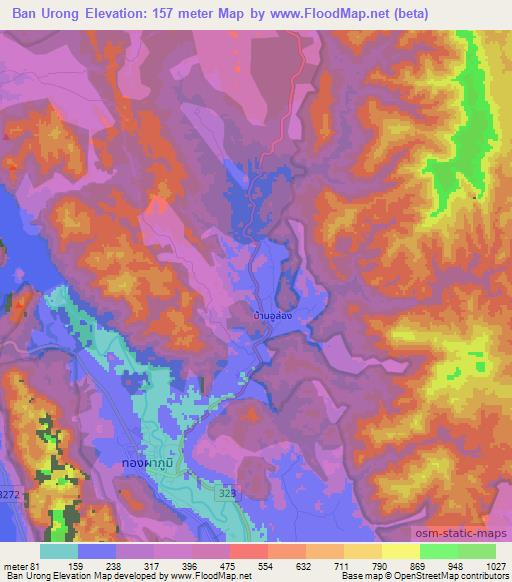 Ban Urong,Thailand Elevation Map