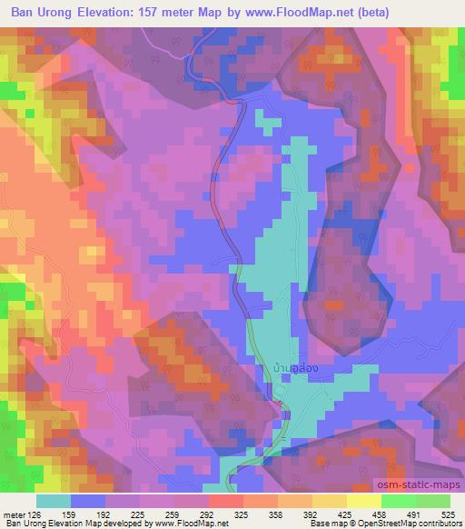 Ban Urong,Thailand Elevation Map