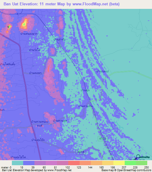 Ban Uat,Thailand Elevation Map