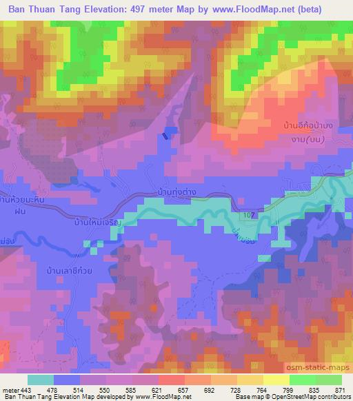Ban Thuan Tang,Thailand Elevation Map