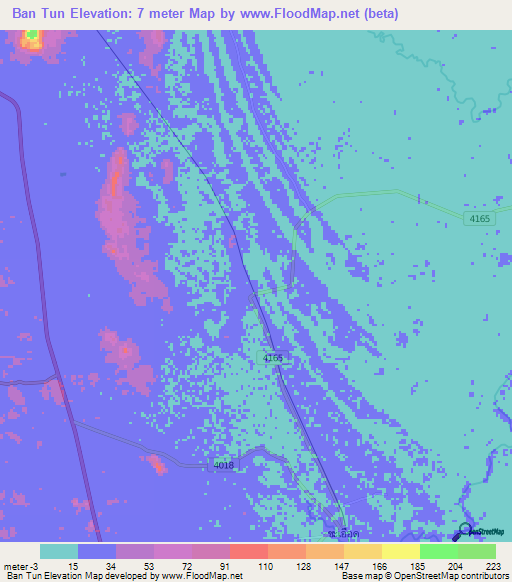 Ban Tun,Thailand Elevation Map