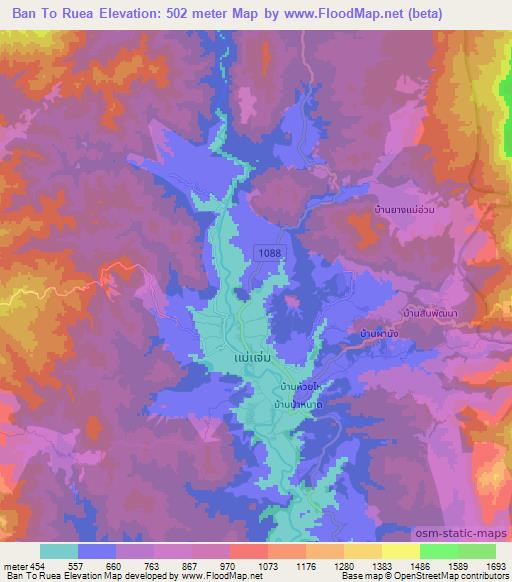 Ban To Ruea,Thailand Elevation Map