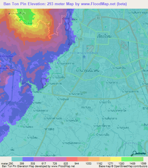 Ban Ton Pin,Thailand Elevation Map
