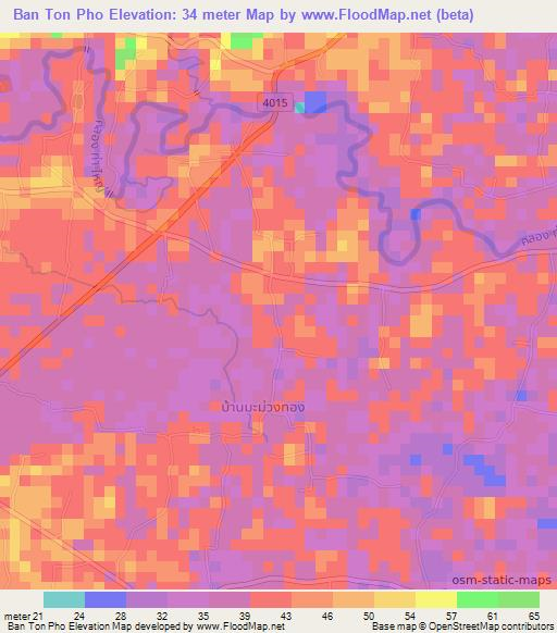 Ban Ton Pho,Thailand Elevation Map