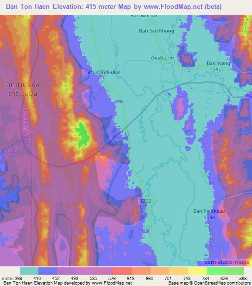 Ban Ton Haen,Thailand Elevation Map