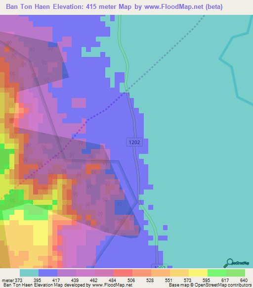Ban Ton Haen,Thailand Elevation Map