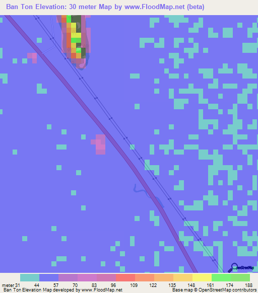 Ban Ton,Thailand Elevation Map