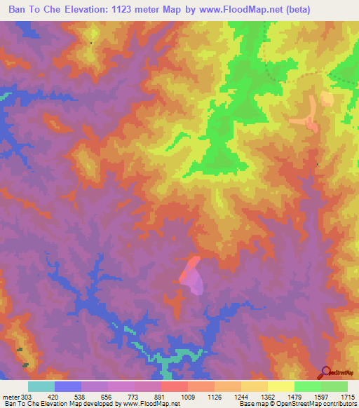 Ban To Che,Thailand Elevation Map
