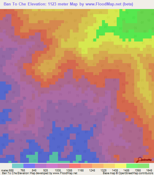 Ban To Che,Thailand Elevation Map