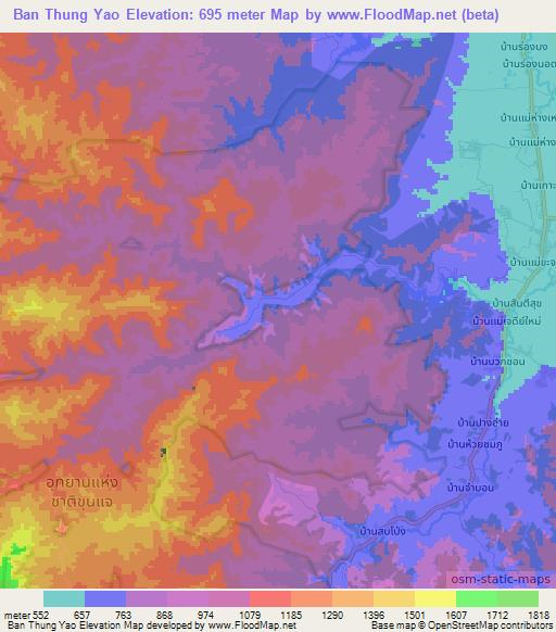 Ban Thung Yao,Thailand Elevation Map