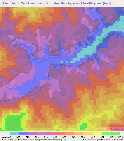 Ban Thung Yao,Thailand Elevation Map