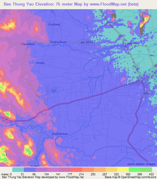 Ban Thung Yao,Thailand Elevation Map