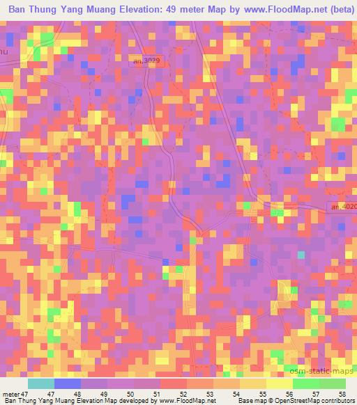 Ban Thung Yang Muang,Thailand Elevation Map