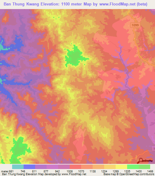 Ban Thung Kwang,Thailand Elevation Map