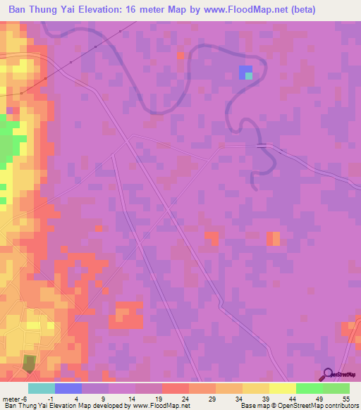 Ban Thung Yai,Thailand Elevation Map