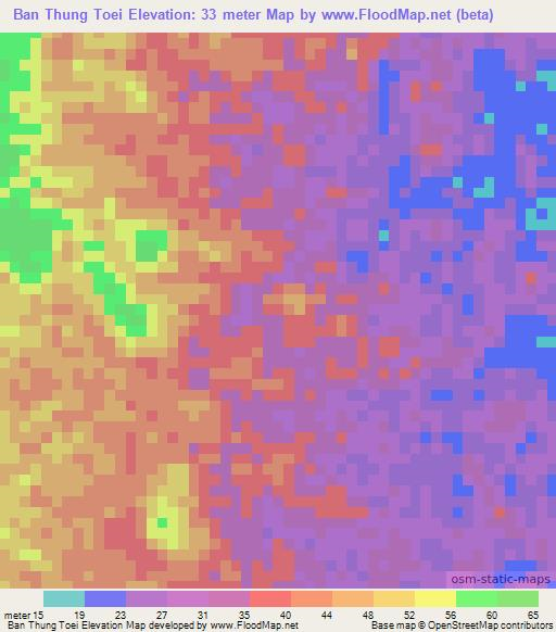 Ban Thung Toei,Thailand Elevation Map