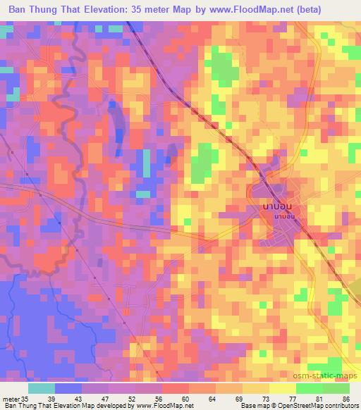 Ban Thung That,Thailand Elevation Map