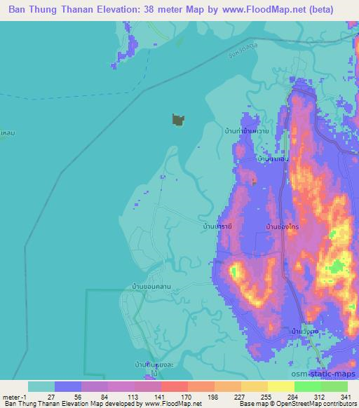 Ban Thung Thanan,Thailand Elevation Map