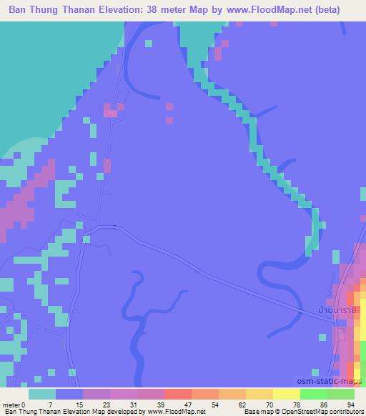 Ban Thung Thanan,Thailand Elevation Map
