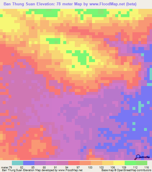 Ban Thung Suan,Thailand Elevation Map