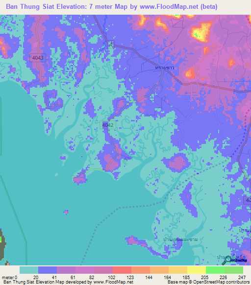 Ban Thung Siat,Thailand Elevation Map