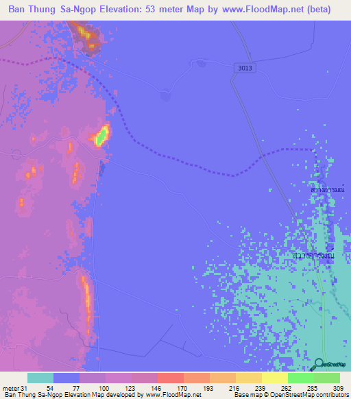 Ban Thung Sa-Ngop,Thailand Elevation Map